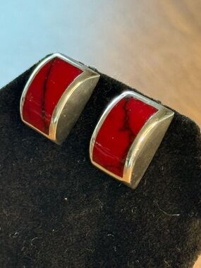 Red Jasper Sterling Mexico Post Earrings